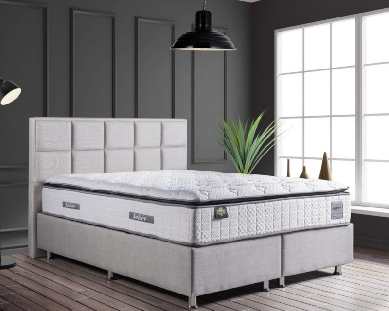 Lit design boxspring coffre Bruxelles Barcelona grey 1