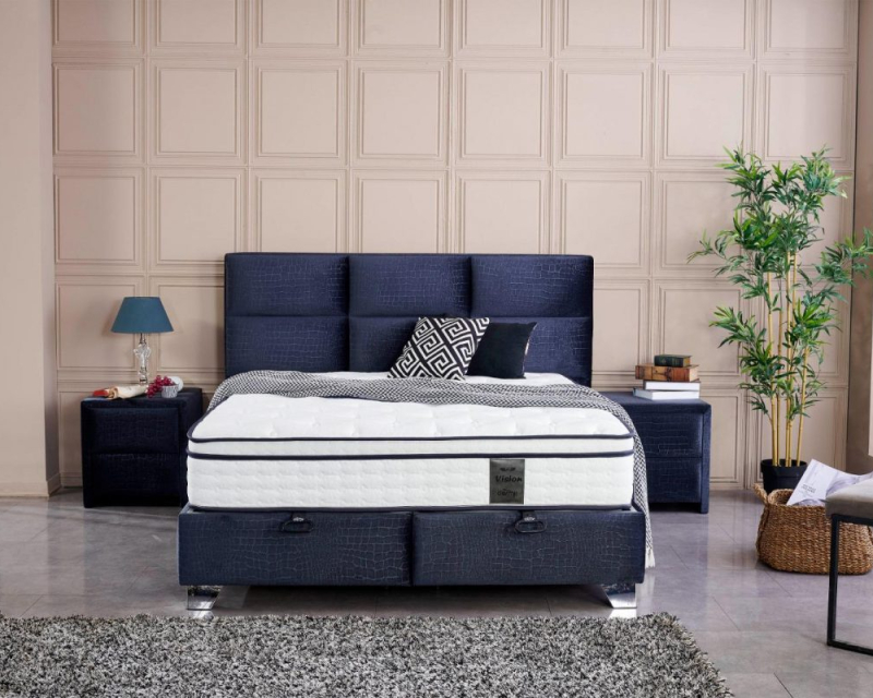 Lit design boxspring coffre rangement baza Bruxelles Vision 1