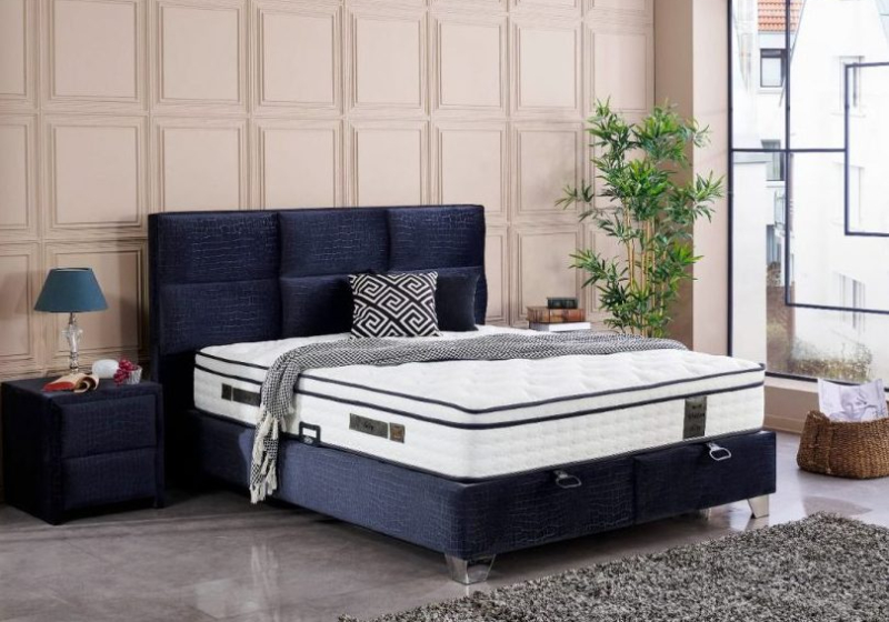 Lit design boxspring coffre rangement baza Bruxelles Vision 2