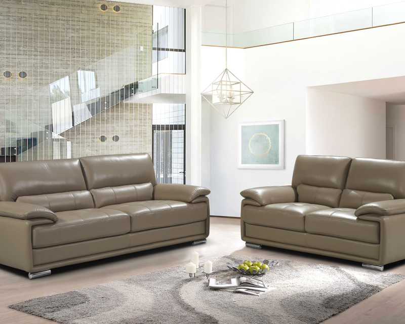 Salon Canape Cuir Italien Bruxelles KS 3/2 taupe