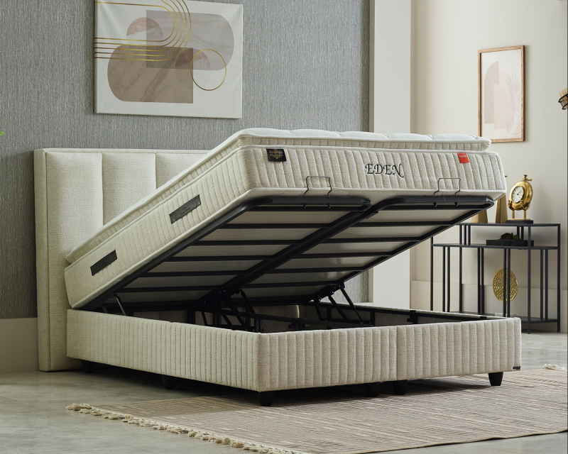 Lit design boxspring coffre Bruxelles Eden 2